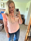 Peach Poplin Bow Tie Top