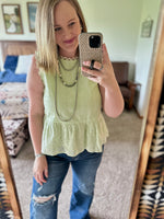 Mint Green Eyelet Tank Top