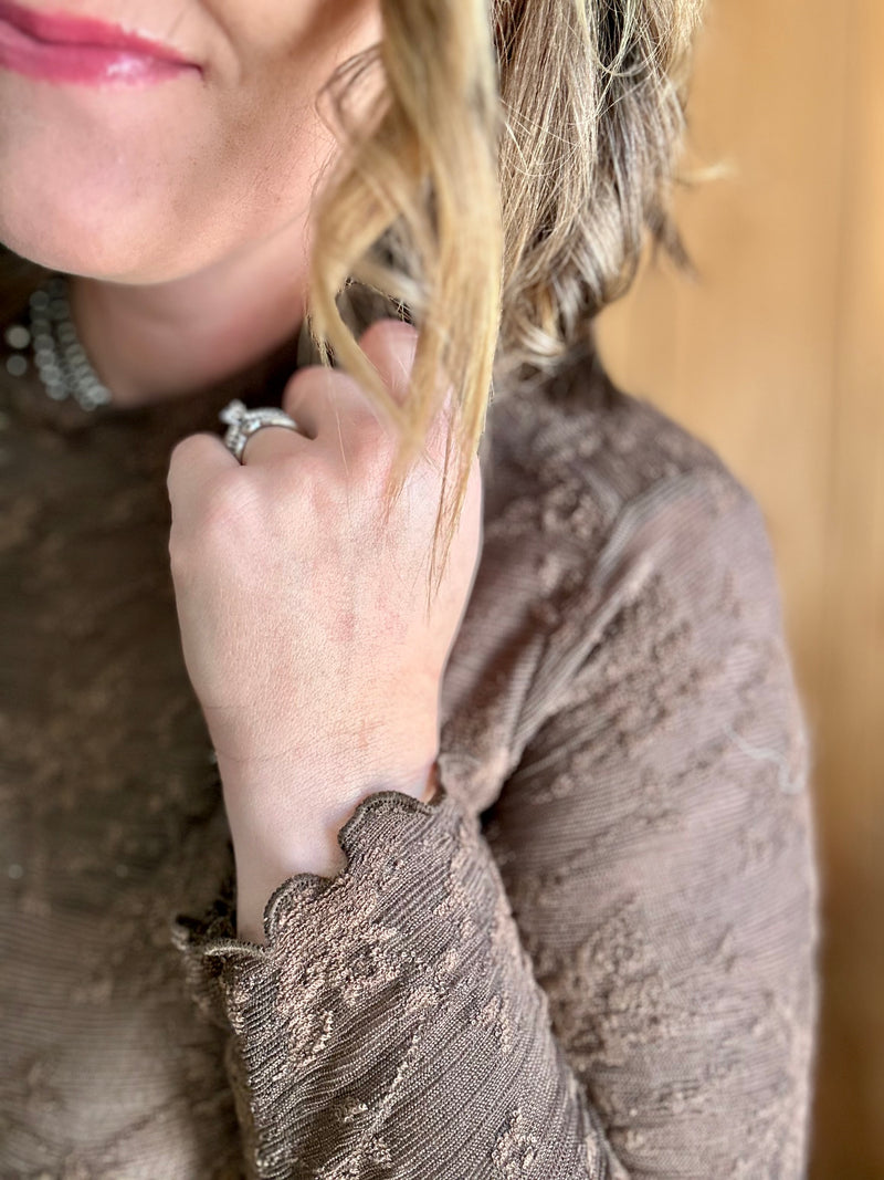 Brown Lace Layering Top