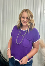 Purple Scalloped Sweater Top