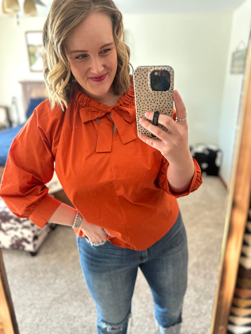 Rust Bow Tie Top