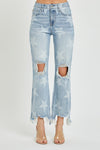 Risen Star Distressed Straight Crop Jeans