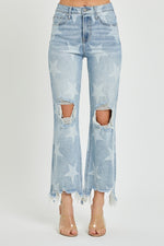 Risen Star Distressed Straight Crop Jeans