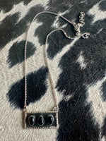 Black Onyx 3 Stone Bar Necklace