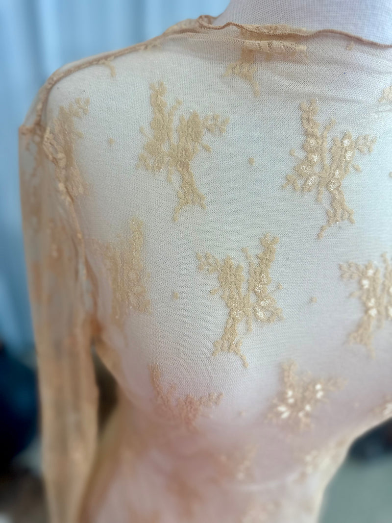 Taupe Lace Mesh Top