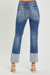 Risen High Rise Cuffed Straight Jeans