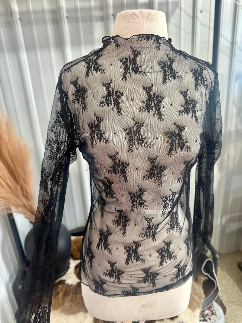 Black Lace Mesh Top