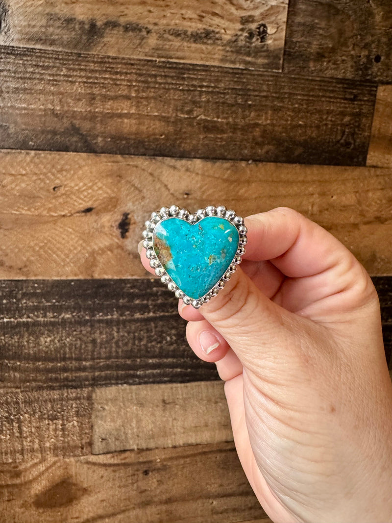 Hearth Ring -size 8 - Kingman turquoise & sterling silver