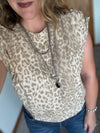 Taupe Leopard Stud Shoulder Top