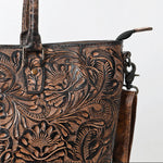 Brown Western Tooled Leather Handbag