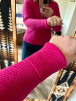 Raspberry Ribbed Mock Neck Sweater