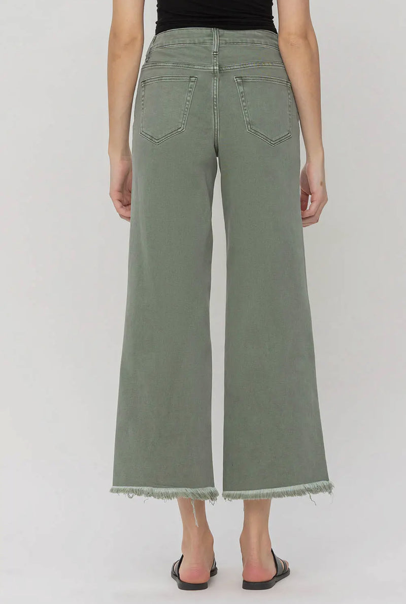 Vervet Wide Leg Crop Jeans - Army Green