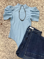 Puff Sleeve Bodysuit - Sky Blue