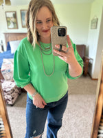 Green 3/4 Sleeve Top
