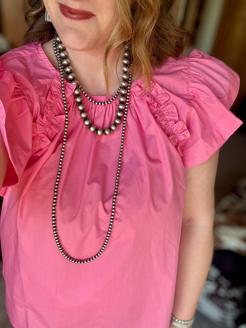 Bubblegum Pink Flutter Sleeve Top