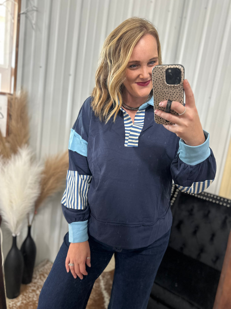 Navy Mix & Match Top