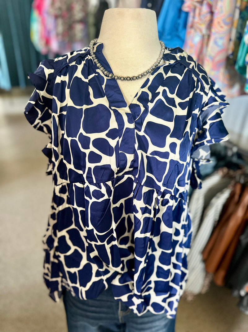 Navy Giraffe Spot Top