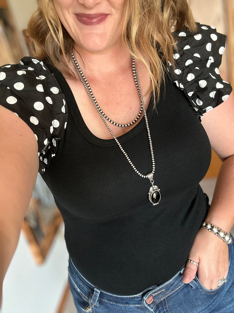 Polka Dot Flutter Sleeve Bodysuit