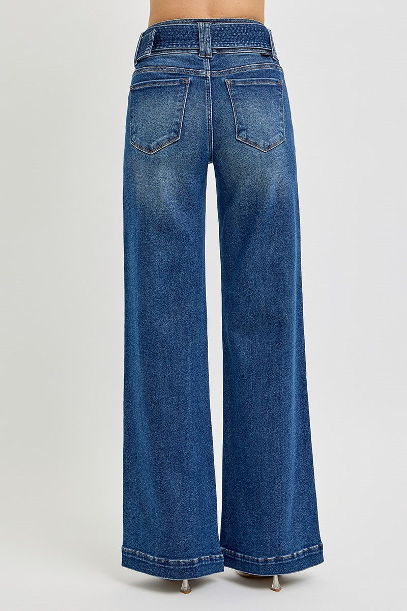 Risen Wide Leg Jeans with Removable Belt