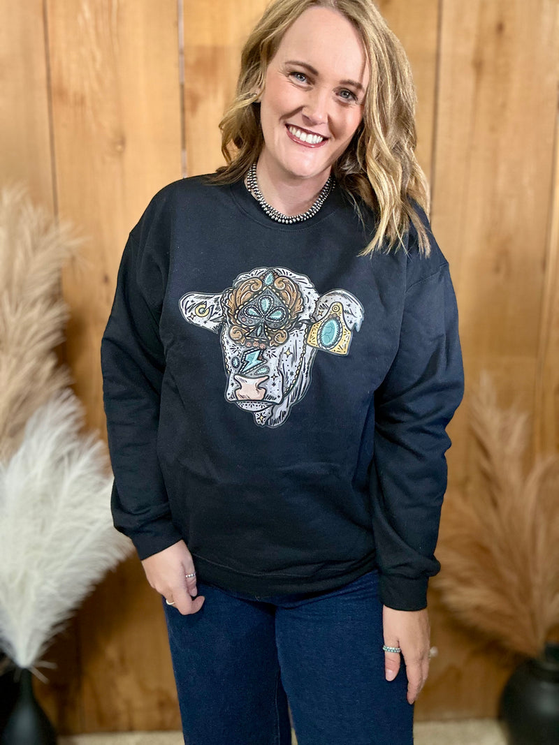Fancy Cow Crewneck Sweatshirt