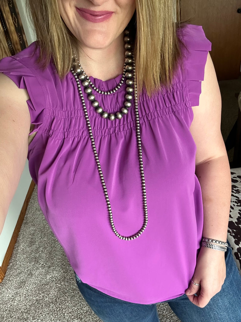 Violet Flutter Sleeve Top