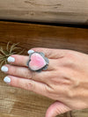 Hearth Ring -adjustable - pink conch & sterling silver II