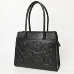 Black Western Tooled Leather Tote