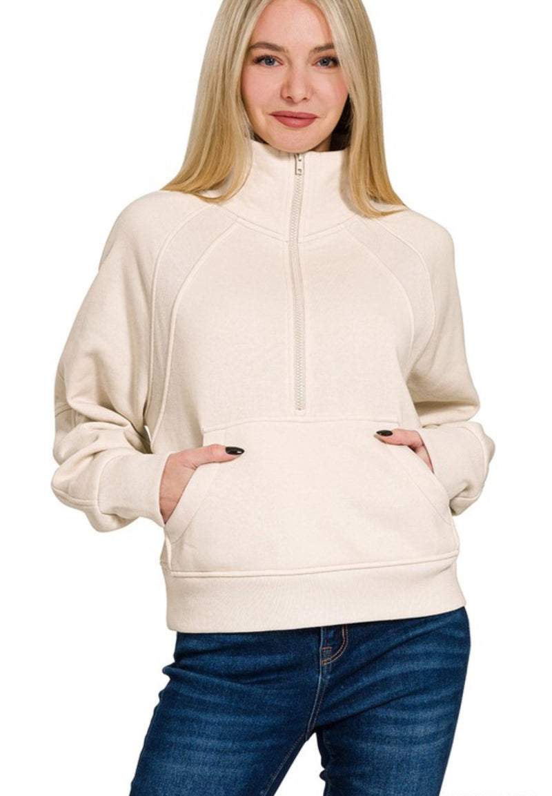 Half Zip Kangaroo Pocket Sweatshirt