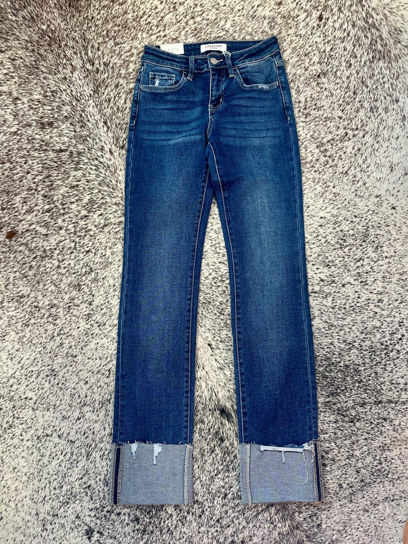 Vervet Mid Rise Cuffed Straight Jeans
