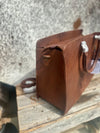 White Sttch Tooled Leather Tote
