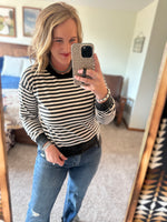 Black Striped Contrast Top