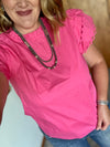 Circle Trim Top - Hot Pink