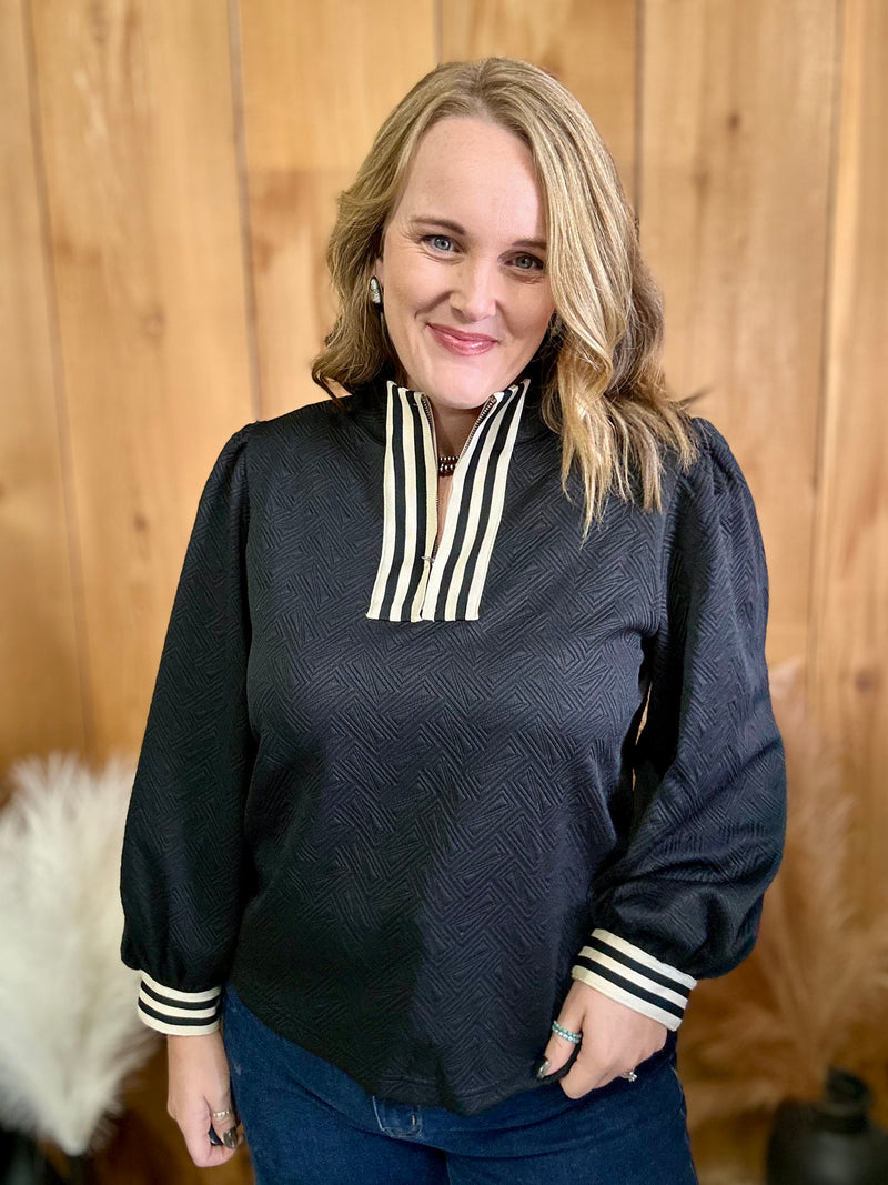 Black Quilted Quarter Zip
