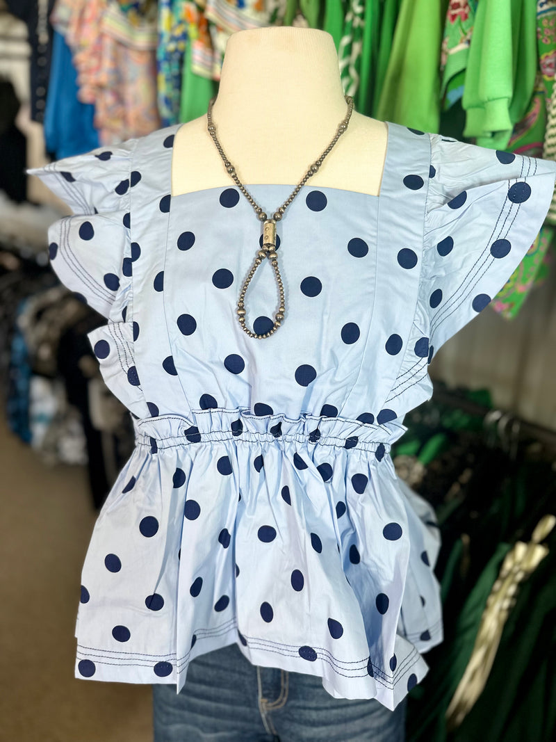 Blue Polka Dot Top