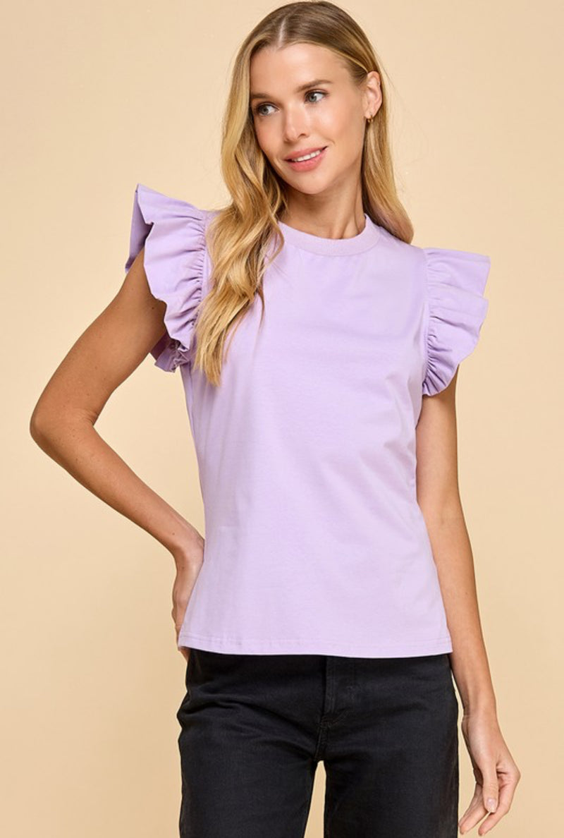 Lavender Ruffle Sleeve Top