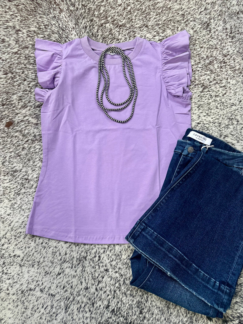Lavender Ruffle Sleeve Top