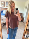 Butter Soft Leopard Stripe Top - Brown
