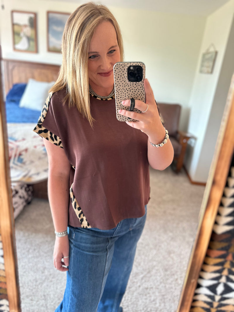 Butter Soft Leopard Stripe Top - Brown