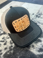 Floral Tooled Leather Patch Cap