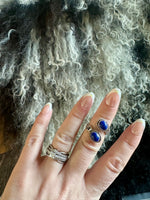 Blue Lapis Adjustable Double Stone Ring