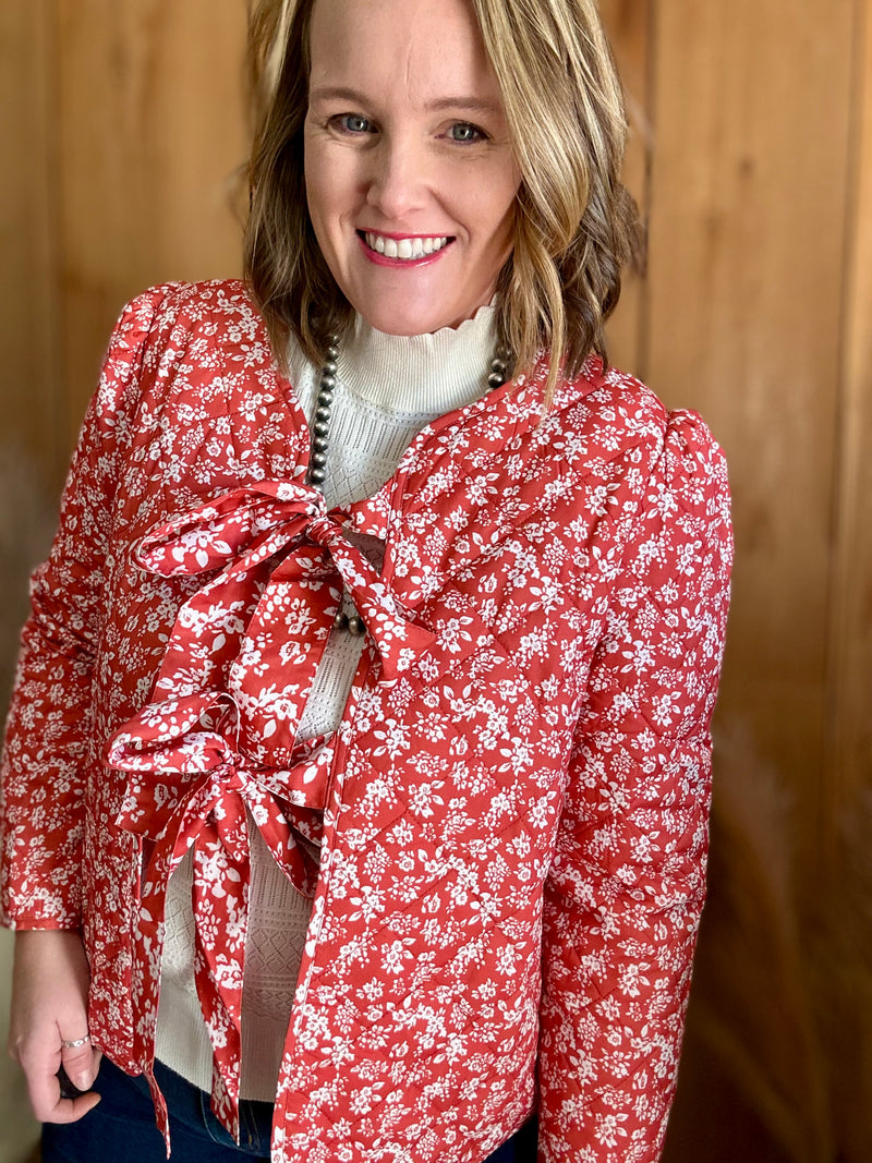 Rust Floral Quilted Jacket