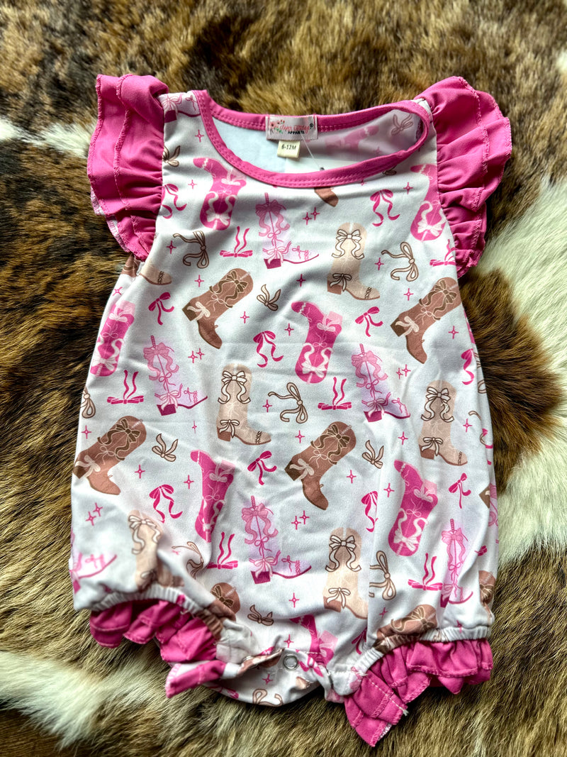 Girls Boots & Bows Romper
