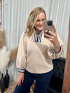 Beige Textured Quarter Zip Pullover