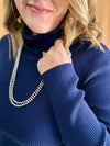 Ribbed Turtleneck Sweater - Navy