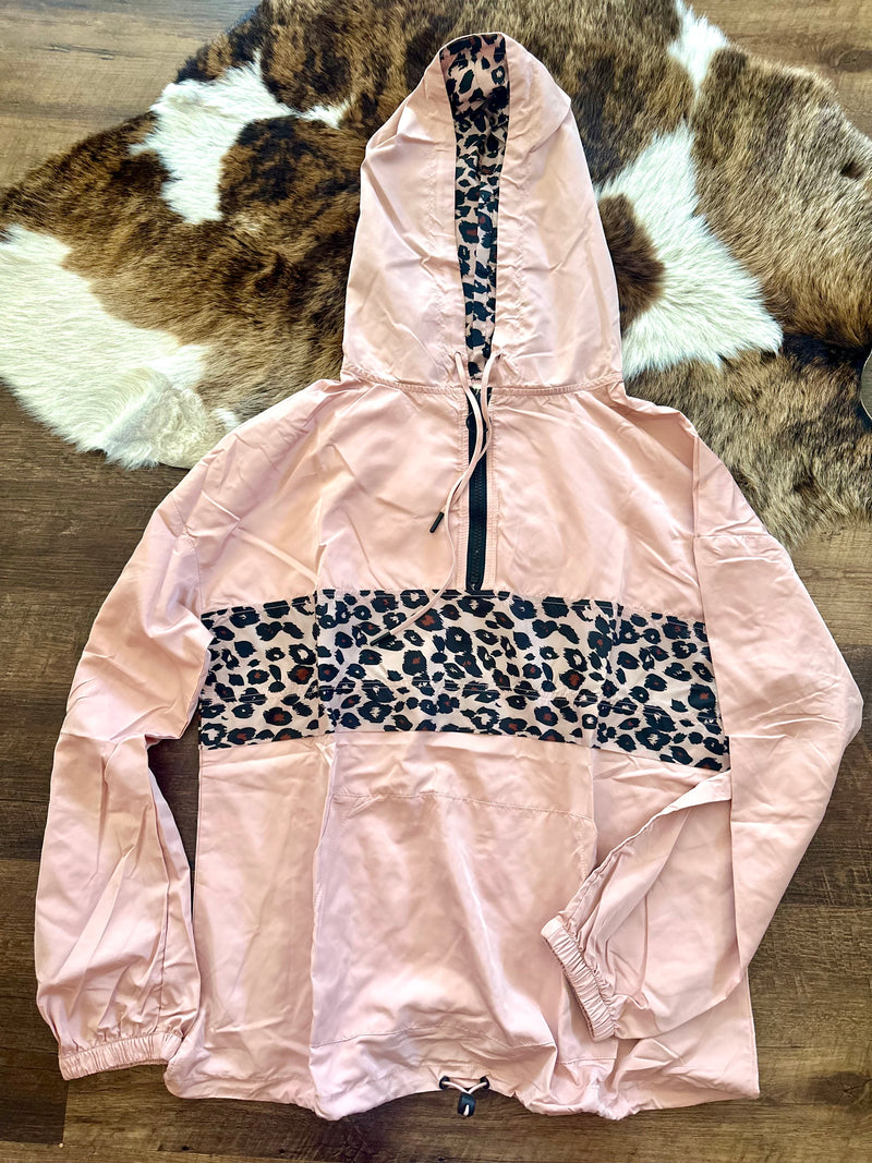 Mauve Leopard Block Windbreaker