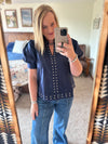 Navy Studded Top