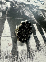 Black Onyx Cluster Adjustable Ring