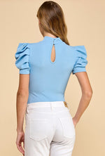 Puff Sleeve Bodysuit - Sky Blue