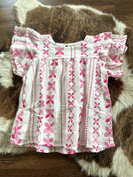 Girls Pink Embroidered Top