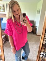 Hot Pink V Neck Top